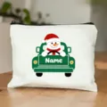 Personalisierte Weihnachtsbeschneiter LKW Kosmetiktasche, Weihnachtsgeschenk Reißverschlusstasche. - Weihnachtsstil 7