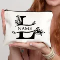 Gepersonaliseerde retro letter canvas cosmetische etui, trendy casual handtas voor dagelijks gebruik. - Letter L