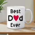 Tasse en céramique Best Dad Ever, mug de café blanc avec cœur, cadeau idéal pour papa. - Blanc