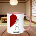 Bella tazza da caffè in ceramica personalizzata con cuore e manico rosa per coppie. - Rosa (Donne)