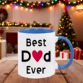 Tasse en céramique Best Dad Ever avec poignée bleue, cadeau idéal pour la fête des pères. - Bleu