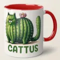 Tazza da caffe in ceramica con gatto cactus e design divertente, perfetta come regalo. - 350ml / Rosso