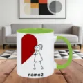 Vista di dettaglio della tazza in ceramica con cuore personalizzato, regalo romantico. - Verde (Donne)
