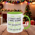 Funny text ceramic coffee mug with green handle, humorous quote design for daily office use. - 350ml / Green