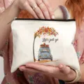 Bolsa cosmética de lona con estampado de coche vintage otoño, neceser de maquillaje ideal. - Blanco