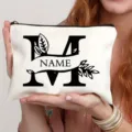Gepersonaliseerde vintage letter canvas make-up tas modieuze casual handtas voor dames - Letter M