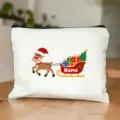 Pochette de maquillage en toile avec renne de Noël personnalisée trousse cadeau top - Style 1