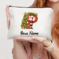 Personalisierte Weihnachtsmann Buchstabe P Kosmetiktasche festliche Geschenk Make-up Aufbewahrung - Buchstabe P Stil
