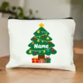 Vue détaillée de la trousse de maquillage de Noël personnalisée avec nom, cadeau festif. - Style 6
