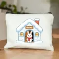 Personalisierte Weihnachtshase Kosmetiktasche süßes Schneehaus Reißverschluss Aufbewahrungstasche - Weihnachtsstil 15