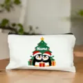 Trousse de maquillage et trousse à crayons en toile pingouin de Noël personnalisée. - Style 4