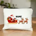Personalisierte Weihnachtsmann Rentiere Kosmetiktasche Leinwand Aufbewahrungstasche Geschenk - Weihnachtsstil 19