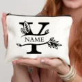 Gepersonaliseerde canvas cosmetische tas met rits, brief decoratie retro make-up etui pouch. - Letter Y