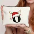 Weihnachten Anfangsbuchstabe Canvas Kosmetiktasche mit Rentierhut Design für Geschenk. - Buchstabe O
