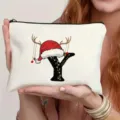 Weihnachts Initialen Leinen Kosmetiktasche Buchstabe Y Make up Etui Kulturbeutel - Buchstabe Y