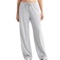Pantalón de chándal ancho gris claro para mujer con cómoda cintura con cordón ajustable. - S / Gris claro