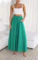 Grüne hochgeschnittene, lässige Damen-Weitbein-Hose mit Kordelzug und praktischen Taschen. - S / Unterteile / Grün