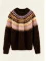 Suéter de punto mullido con cuello redondo para mujer y clásico patrón Fair Isle. - Talla Única / Tops / Multicolor