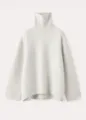 Women's casual turtleneck knitted sweater, cozy wool blend winter thermal pullover top. - One Size / White