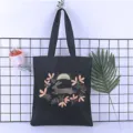 Canvas tote bag with cute rabbit print, casual Harajuku style shoulder handbag for students shopping. - Style 14 / 35*40cm