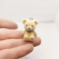 Cute flocked resin bear pendant for DIY jewelry making, keychain, necklace, and bag charms. - Yellow