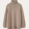 Women casual turtleneck knit sweater loose solid color winter warm pullover top style - One Size / Khaki