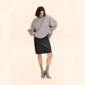 Women grey oversized turtleneck sweater variant, stylish knitwear for autumn and winter season. - S / Tops / Gray