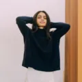 Women's Dark Blue Turtleneck Knitted Sweater Casual Autumn Winter Long Sleeve Pullover Top - S / Tops / Black