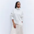 White Turtleneck Sweater Knitwear Women Fall Winter Casual Long Sleeve Pullover Top - S / Tops / White