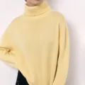 Light yellow turtleneck knit sweater, cozy oversized autumn and winter pullover for women. - S / Tops / Lemon Yellow