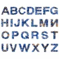 Blue resin alphabet pendant with gold flakes DIY jewelry charm accessory details view - Royal Blue Shell