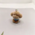 Cute flocked teddy dog charm pendant for DIY keychain and bag accessories, detailed fuzzy texture. - Teddy
