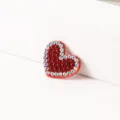 Red heart rhinestone DIY patch, sparkling crystal embellished apparel and craft accessory. - Small Heart