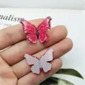 Acrylic 3D butterfly DIY jewelry accessories accessories pendant hair pin craft material cute pink style - 23mmx31mm 3D Butterfly / Rose Red