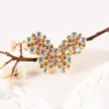 Vlinder strass DIY ambachtelijk accessoire voor haarspeld broche telefoonhoesje. - Donkere Opaal Vlinder Ketting