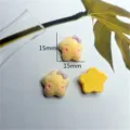 Cute flocked star resin cabochons with bow 15mm DIY craft jewelry making accessories - Star