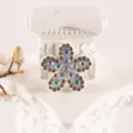 Rhinestone 5-petal flower patch DIY craft apparel accessory variant display clear detail. - Flower Style 2