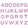 Pink glitter resin alphabet letter charms DIY keychain pendants set for handmade crafts - Purple