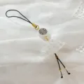 Chinese style antique acrylic fan phone charm pendant bag accessory elegant oriental design - Black
