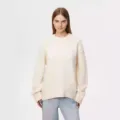 Casual oversized crewneck knit sweater for women, comfortable long sleeve winter pullover. - S / Tops / Milky White