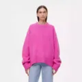 Women Oversized Pink Knit Sweater Fall Winter Casual Loose Long Sleeve Crewneck Pullover - S / Tops / Rose Red