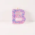 Epoxidharz Buchstabe B Schlüsselanhänger Anhänger in Rosa mit bunten Pailletten für DIY. - Buchstabe B