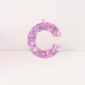 Glänzender lila Glitzer Kunstharz Buchstabe C Anhänger DIY Schlüsselanhänger Charm - Buchstabe C