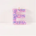 Glitter resin letter E pendant DIY keychain charm colorful sparkle craft jewelry accessory - Letter E