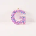 Glitter resin letter G keychain pendant sparkling star DIY accessories for crafts bags charms - Letter G