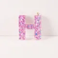Glitter Pink Resin Letter H Keychain Cute DIY Pendant Charm Bag Accessories Gift - Letter H