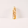 Resin crushed shell letter pendant DIY charm with gold loop, letter I style accessory. - Letter I
