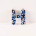 Blauer Harz Stein Buchstabe H Anhänger Schlüsselanhänger DIY Epoxy Zubehör Goldflocken Schmuck - Buchstabe H