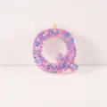 Resin Letter Q DIY Pendant Colorful Sequin Glitter Epoxy Key Chain Craft Accessories - Letter Q