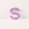 Sparkling glitter resin letter S keychain pendant with colorful stars, stylish DIY accessory. - Letter S